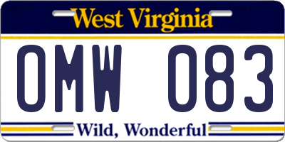 WV license plate OMW083