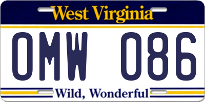 WV license plate OMW086
