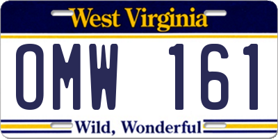 WV license plate OMW161