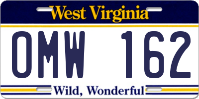 WV license plate OMW162