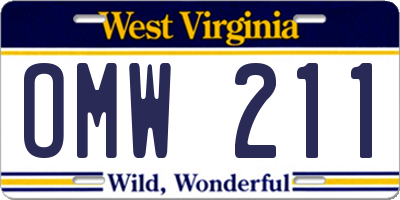 WV license plate OMW211