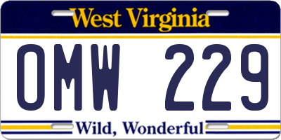 WV license plate OMW229