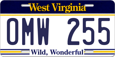 WV license plate OMW255