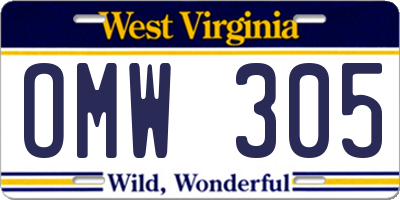 WV license plate OMW305