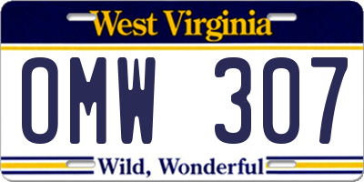 WV license plate OMW307