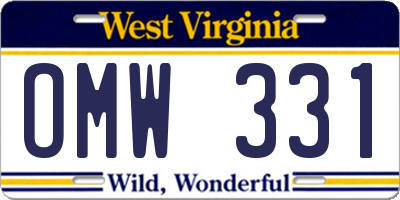 WV license plate OMW331