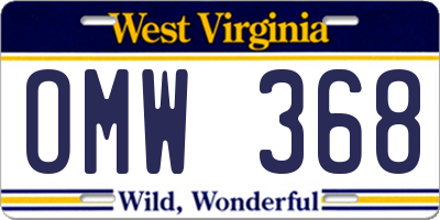 WV license plate OMW368