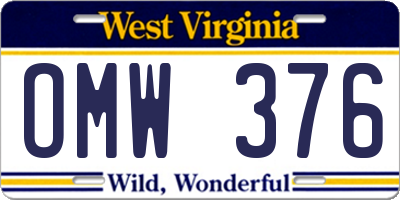 WV license plate OMW376