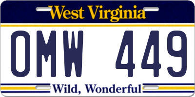 WV license plate OMW449