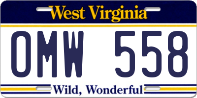 WV license plate OMW558