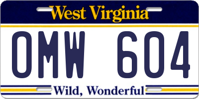 WV license plate OMW604