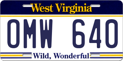 WV license plate OMW640