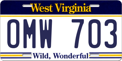 WV license plate OMW703