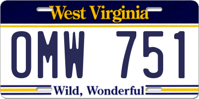 WV license plate OMW751