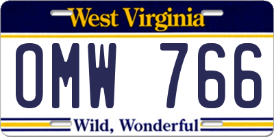 WV license plate OMW766