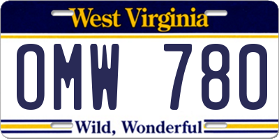WV license plate OMW780