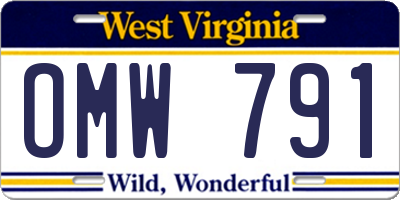WV license plate OMW791