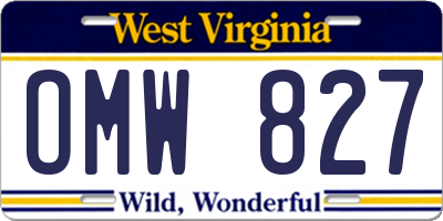 WV license plate OMW827