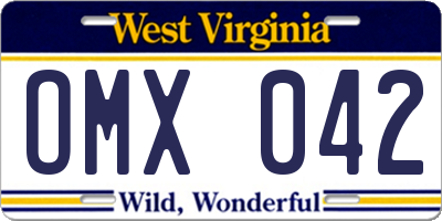 WV license plate OMX042