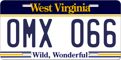 WV license plate OMX066