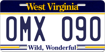 WV license plate OMX090