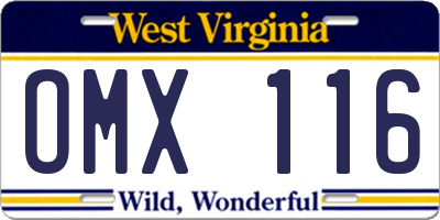 WV license plate OMX116