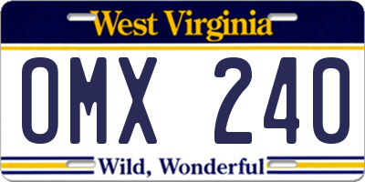WV license plate OMX240