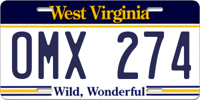 WV license plate OMX274