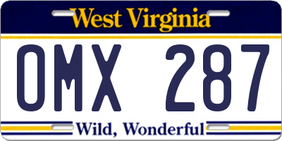 WV license plate OMX287
