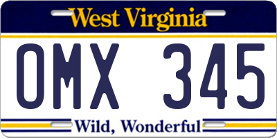WV license plate OMX345