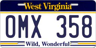 WV license plate OMX358