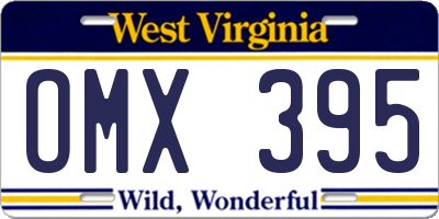 WV license plate OMX395