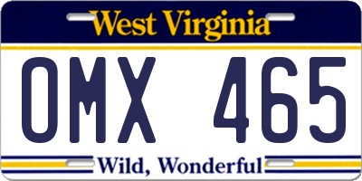 WV license plate OMX465