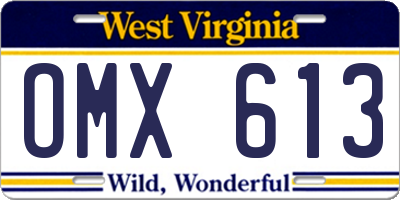 WV license plate OMX613