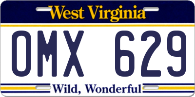 WV license plate OMX629
