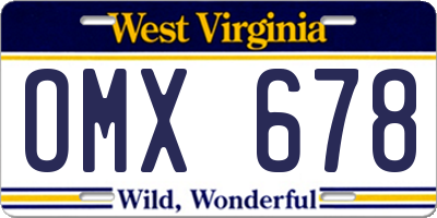 WV license plate OMX678