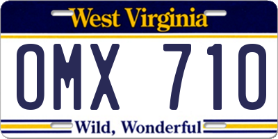 WV license plate OMX710