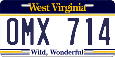 WV license plate OMX714