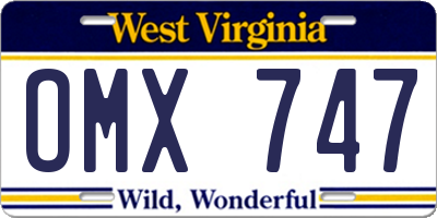 WV license plate OMX747
