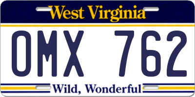 WV license plate OMX762