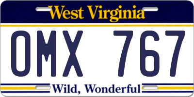 WV license plate OMX767