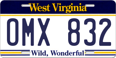 WV license plate OMX832