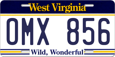 WV license plate OMX856