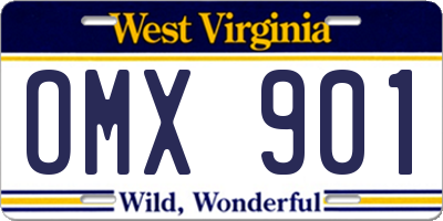 WV license plate OMX901