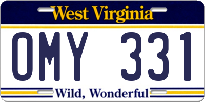 WV license plate OMY331