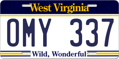 WV license plate OMY337