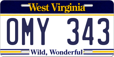 WV license plate OMY343