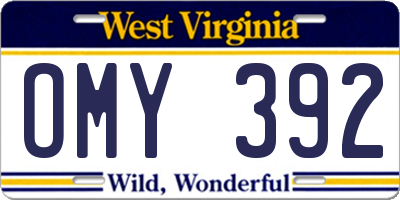 WV license plate OMY392