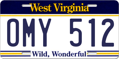 WV license plate OMY512