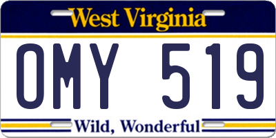 WV license plate OMY519